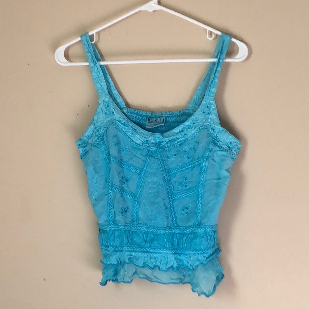 Blue boho tank